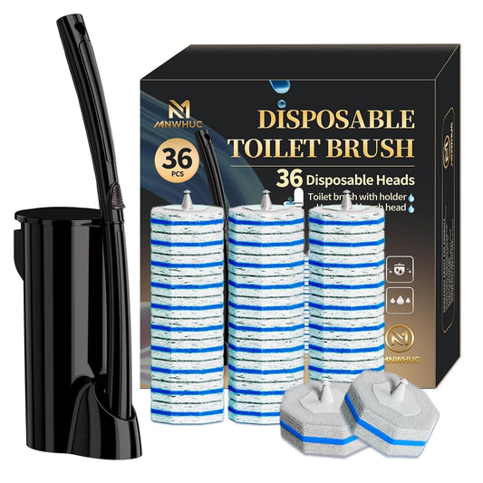 Disposable Toilet Bowl Brush with 36 Count Refills, Toilet Cleaning Stick,Toilet Bowl Cleaner Holder and Set, Toilet Cleaning System Starter Kit
