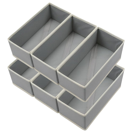 Bructhun Sock Drawer Organizer 9 Pack - Collapsible Fabric Storage Bins for Underwear Divider, Small Closet Organizers with 9 Compartments, Light Gray