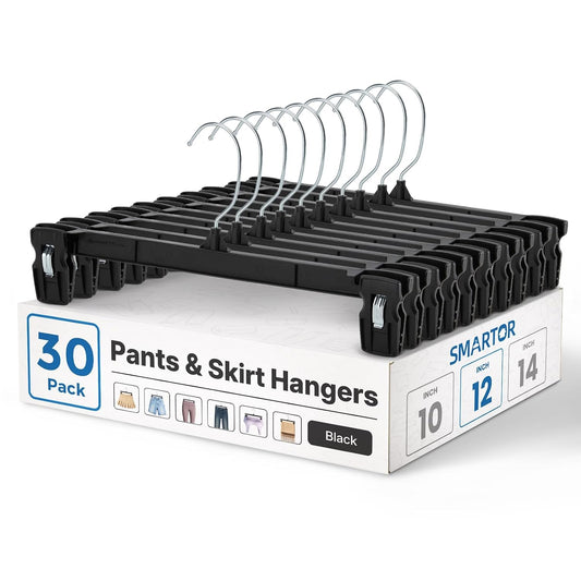 Smartor Black Pants Hangers 30 Pack, Plastic Hange... (30 Count | 30 Pack | Plastic)