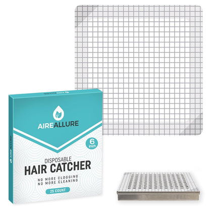 25 Pack Disposable Shower Drain Hair Catcher Mesh Stickers - Peel & Stick Drain Strainers to Prevent Clogs, Strong Waterproof Adhesive, Mess-Free Disposable Drain Covers for Shower, 6 inch, Square