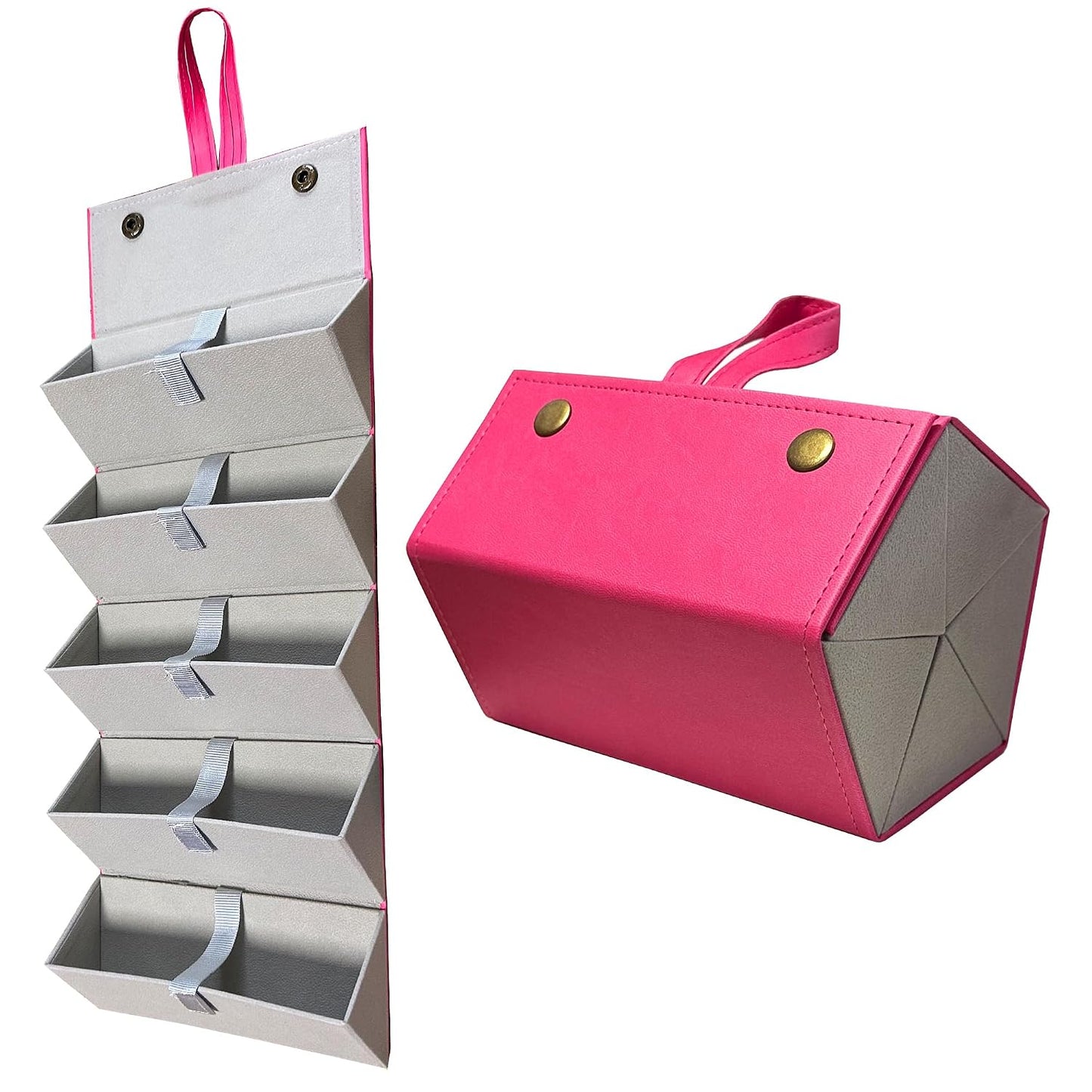 Longjet Sunglasses Organizer Travel Glasses Case Eyeglasses Storage Box | Foldable 5 Slots Hanging Eyewear Holder for Multiple Pairs Eye Glasses