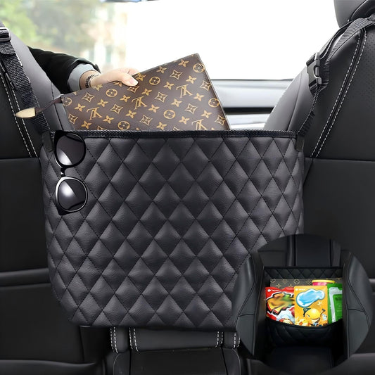 Car Net Pocket Handbag Holder，Purse Holder for Bet... (Black | PU Sponge)