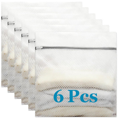 6 Pack Large Mesh Laundry Bags for Delicates 24 x 24 Inch (Gray XXL) | Honeycomb Lingerie Bags for Washing Machine, Travel Storage Organize Bags for Sheets Sweaters Jeans Blankets