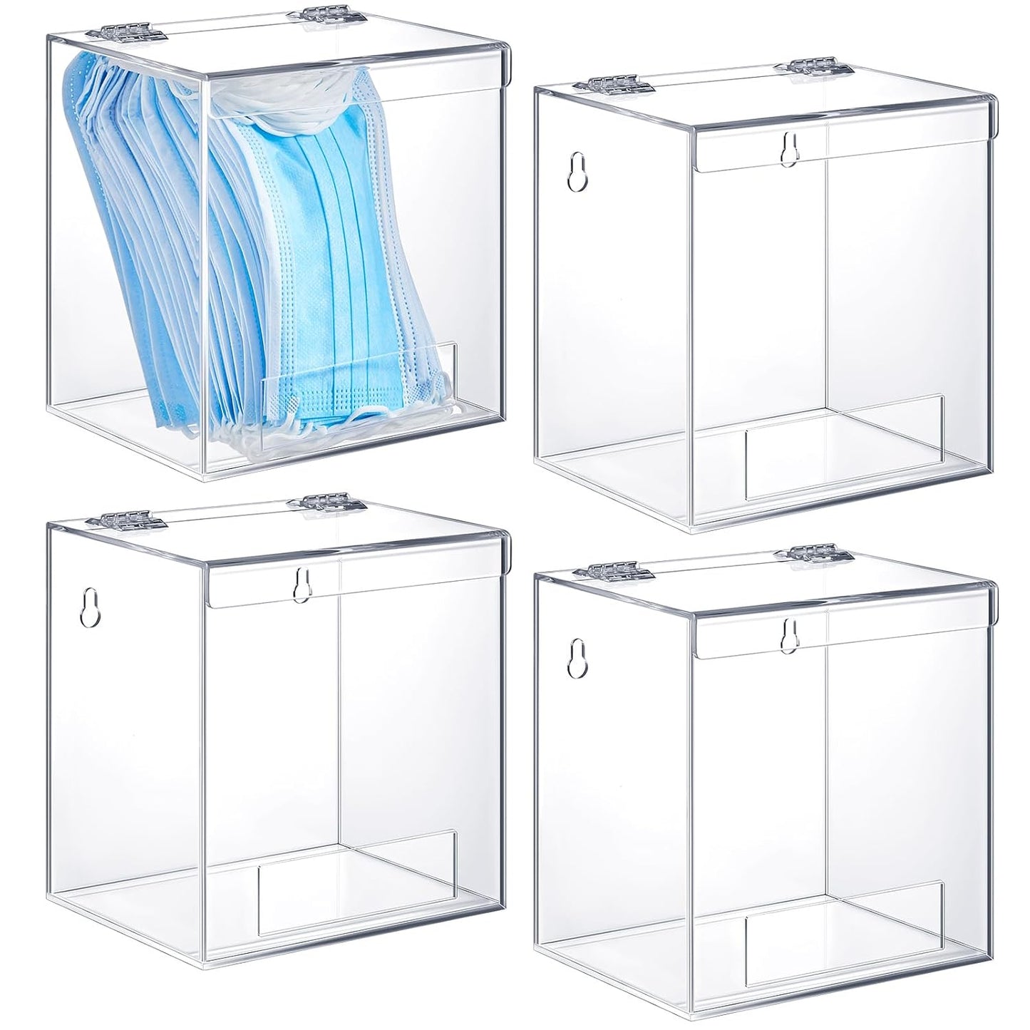 4 Pcs Acrylic Dispenser Wall Mount 6.9 x 6.7 x 5 Inch Beard Net Hair Net Holder Clear Acrylic Holder for Shoe Cover Glove
