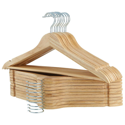 Solid Wooden Hangers 20 Pack, Wood Suit Hangers with Extra Smooth Finish, Precisely Cut Notches and Chrome Swivel Hook, Clothes Hangers for Shirt Coat Jacket Dress, Natural