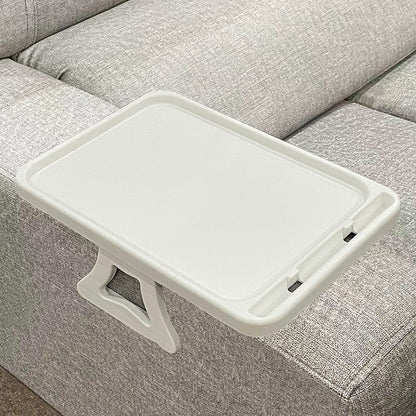 Xchouxer Sofa Armrest Clip Table, TV Snack Tray, Handy Remote Controls/Drinks/Phone Holder (White)