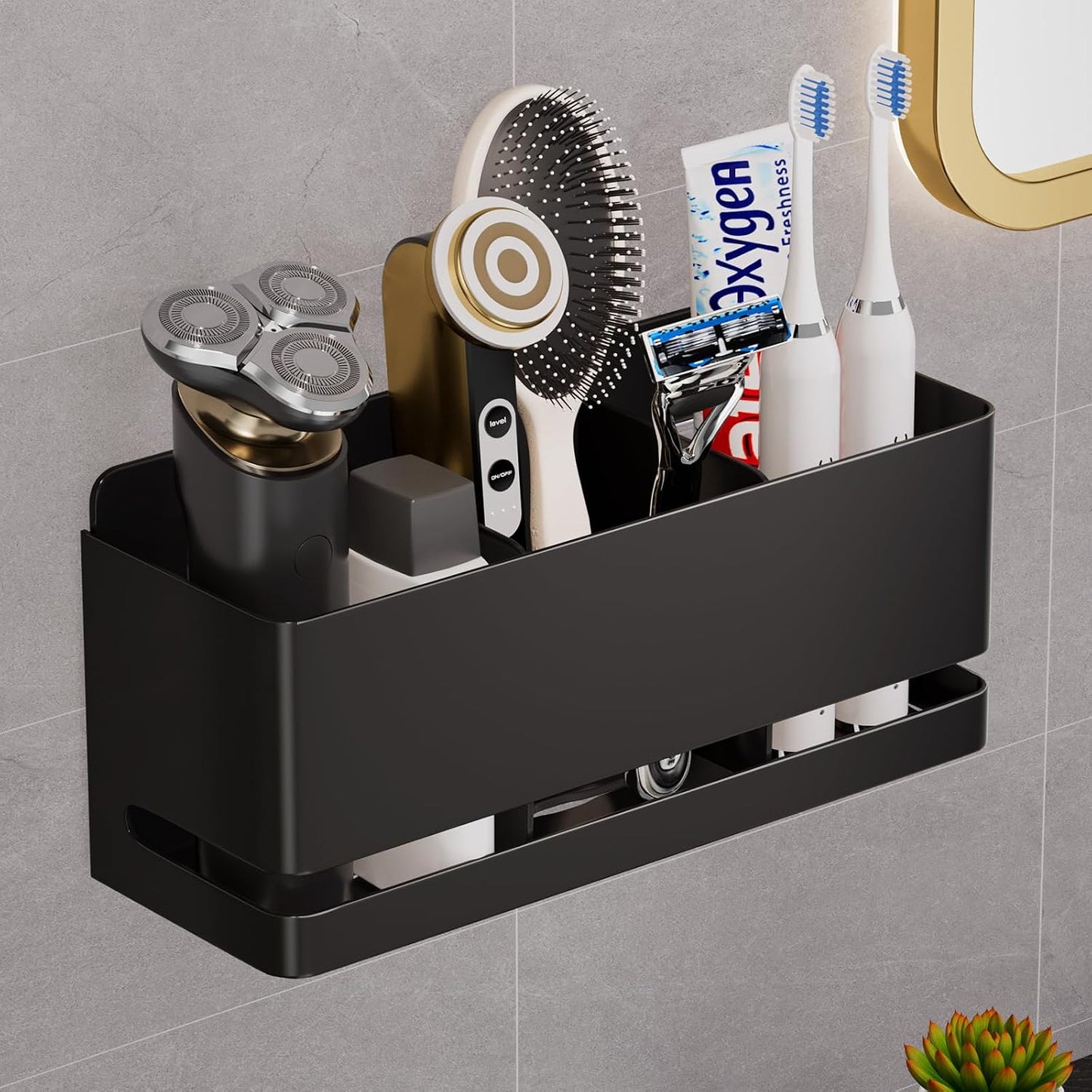 Electric Toothbrush Holder, Toothbrush Holders wall Mounted，3 Slot | Aluminum toothbrush holder, drill-free, 3-slot storage; suitable for use in bathrooms, kitchens, and studies.