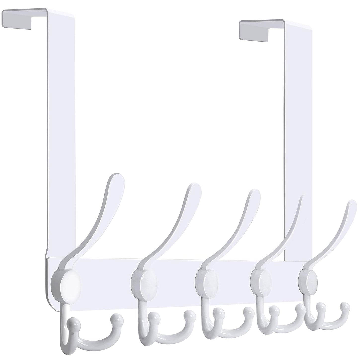 WEBI Over The Door Hooks Door Hanger Hook Rack with 5 Tri Hooks for Hanging,Over The Door Towel Rack Towel Hanger Door Coat Hanger Over Door Coat Rack Behind Back of Bathroom,White
