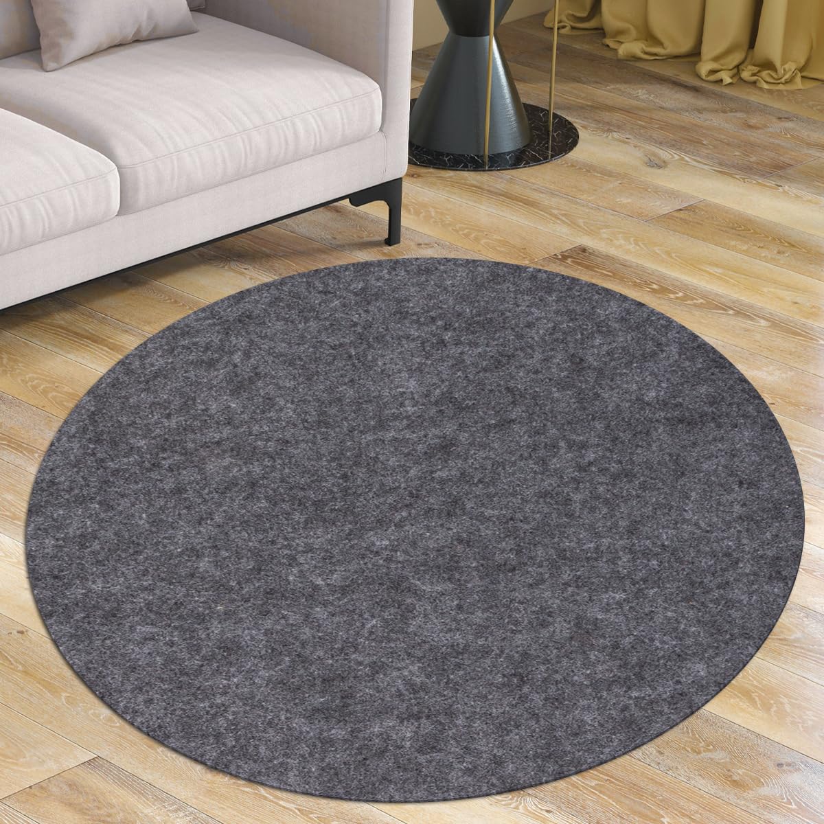Waterproof Rug Pad Round 1/4 Thick Waterproof Non-Slip Rug Pad， Pad for Hardwood Floors， Rug Pads for All Floors and Finishes, Keeps Carpets in Place Soft and Safe（6FT）