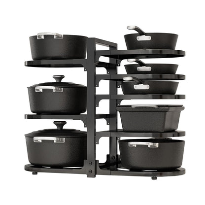 Adjustable Heavy Duty Pots and Pans Organizer Under Cabinet, 8-Tier Pot and Pan Organizers Inside Cabinet, Kitchen Cabinet Organizers and Storage, Black