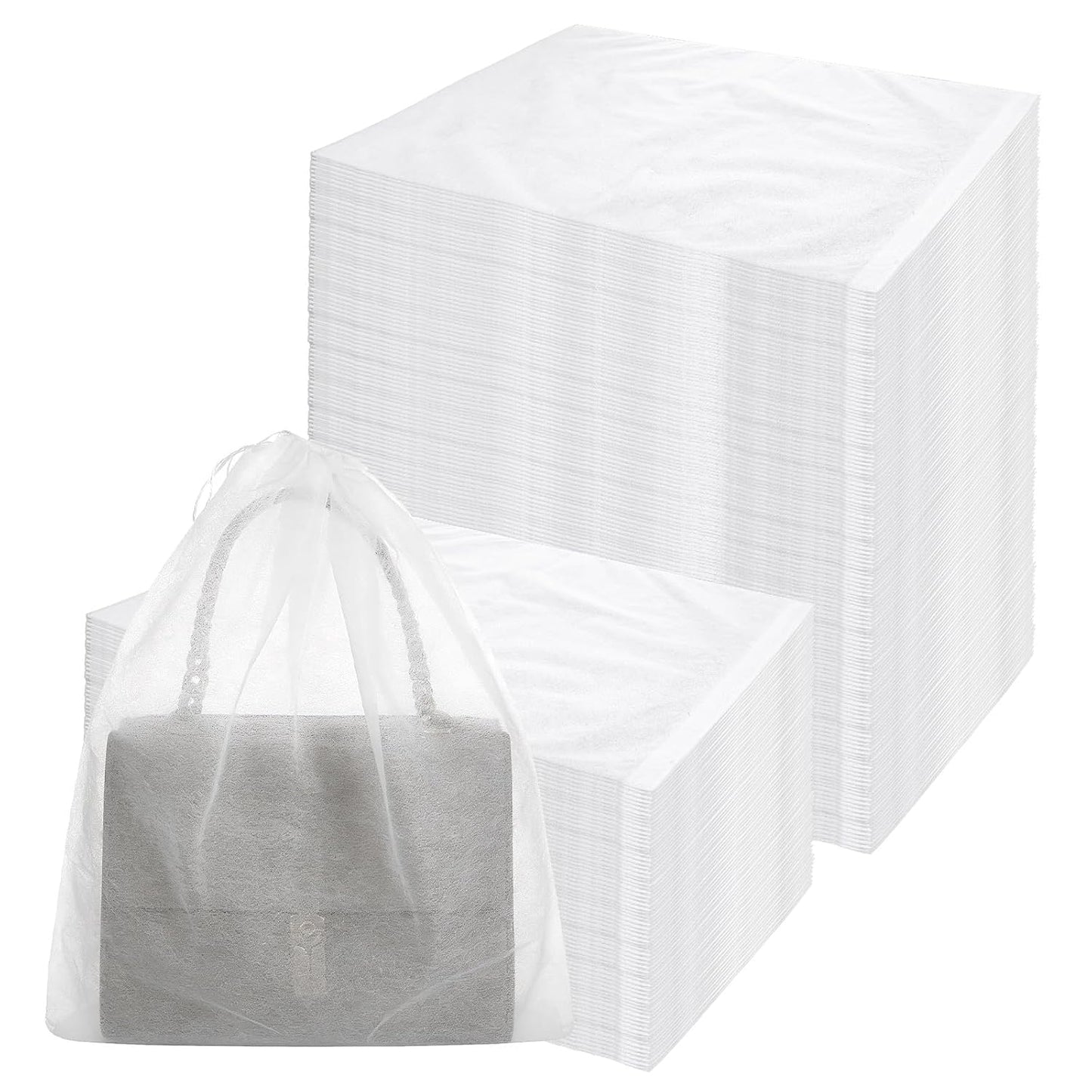Qianyu 100 PCS Dust Bags for Purses, Handbag Storage Bags Purse Protector with Drawstring Breathable Non-woven Bag Covers Disposable Closet Organizer for Shoe Clothes Travel Home