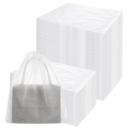 Qianyu 100 PCS Dust Bags for Purses, Handbag Storage Bags Purse Protector with Drawstring Breathable Non-woven Bag Covers Disposable Closet Organizer for Shoe Clothes Travel Home