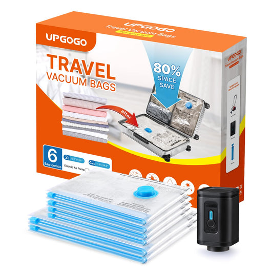Travel Vacuum Bags Combo 6 Pack - Space Saver Vacu... (6 Count | Electric Pump)
