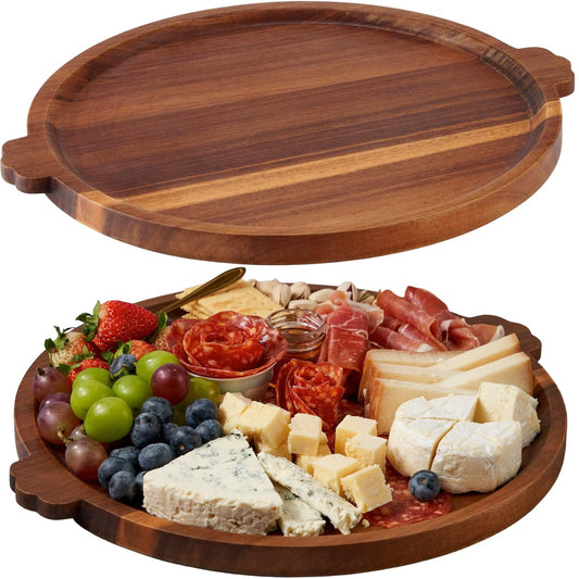 Charcuterie Board 13'' Wood Serving Platter Round... (Acacia Wood | Acacia Wood)