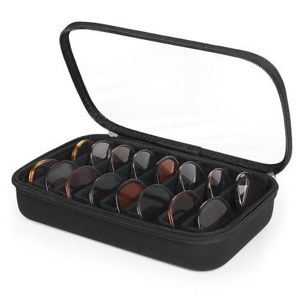 Sunglasses Organizer Case for Multiple Pairs, Eyeglasses Storage Box Hard Shell Travel Eyewear Case Zipper Men Women