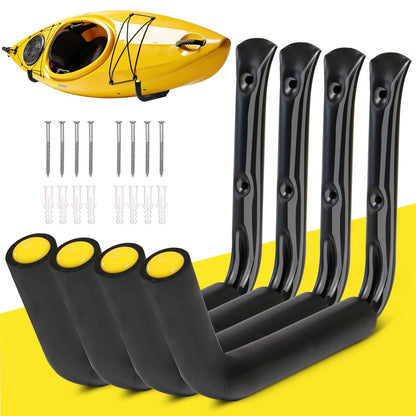 GEEDAR Heavy Duty Garage Storage Hooks -120 LB Capacity, 4packs, 15" Wall Mounted Rack for Hanging Kayak, Paddle Board, Ladders, Bikes Enforced Kayak Storage Hanger