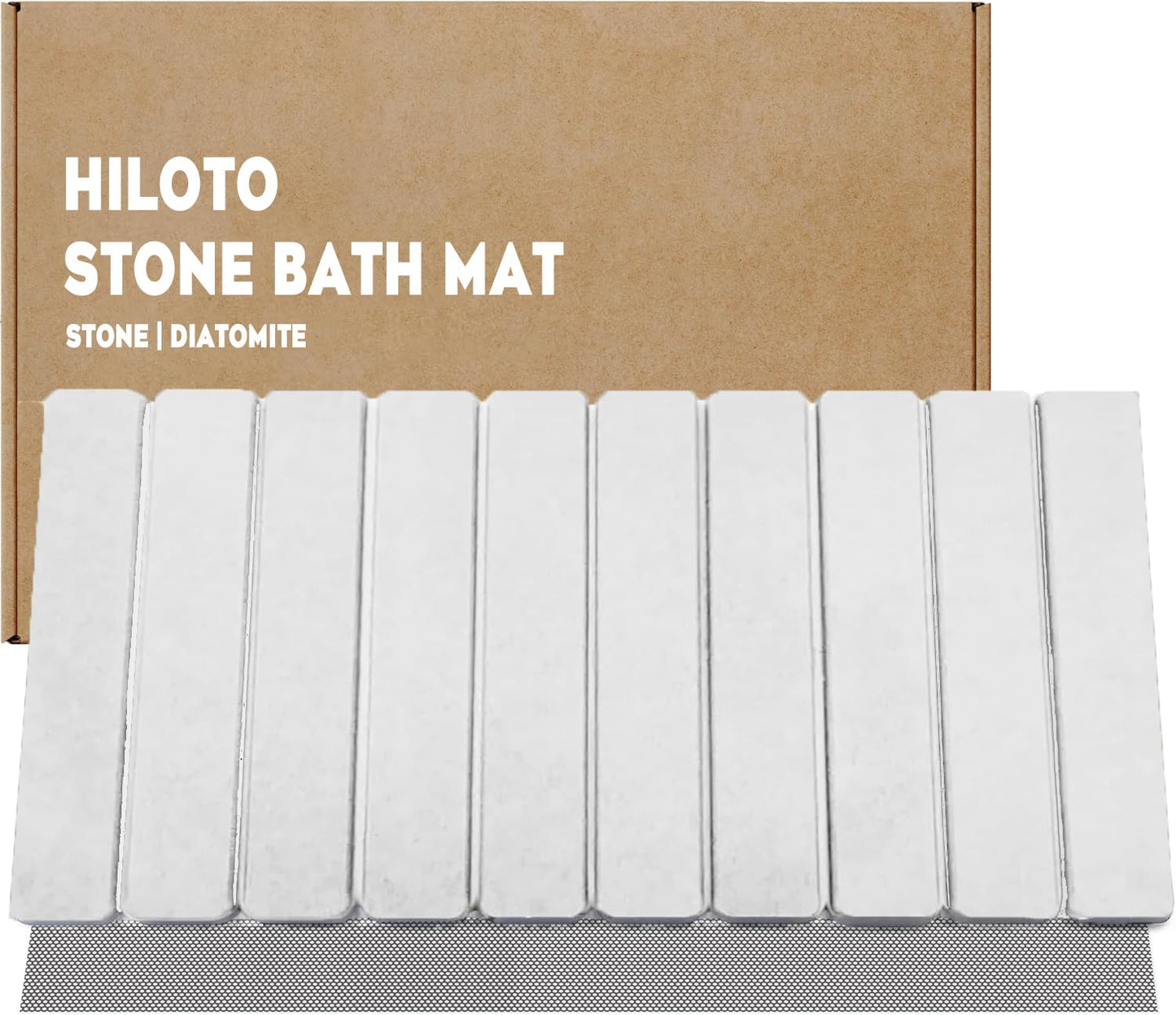 Diatomite Stone Bath Mat for Bathroom – Roll-Up & Foldable | 23.62" x 15.75" | Quick Drying & Super Absorbent | Long Diatomite Stone Drying Mat| Non-Slip | Durable | Off White