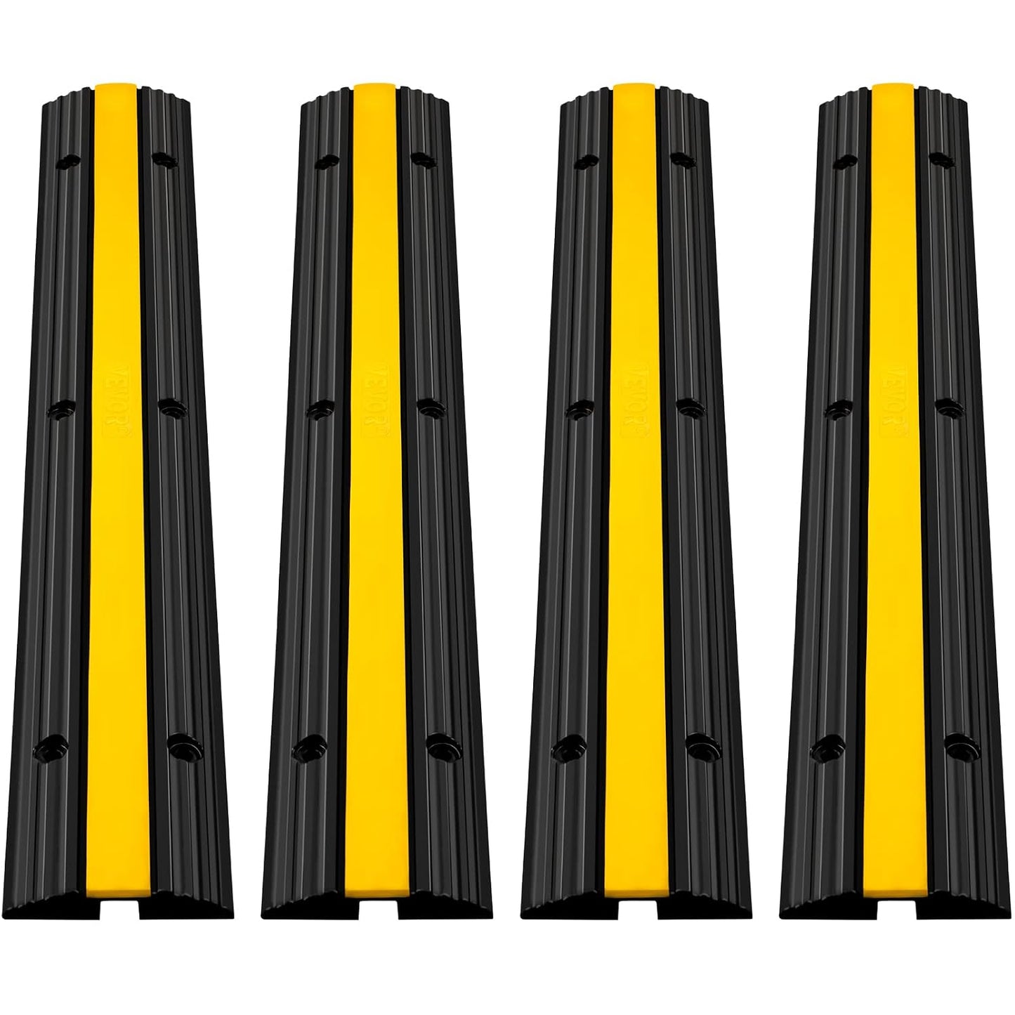 Happybuy 4 Pack of 1-Channel Rubber Cable Protector Ramps Heavy Duty 18000Lbs Load Capacity Cable Wire Cord Cover Ramp Speed Bump Driveway Hose Cable Ramp Protective Cover | Heavy Duty, 18000Lbs Load Capacity, Speed Bump Driveway, Hose Cable Ramp