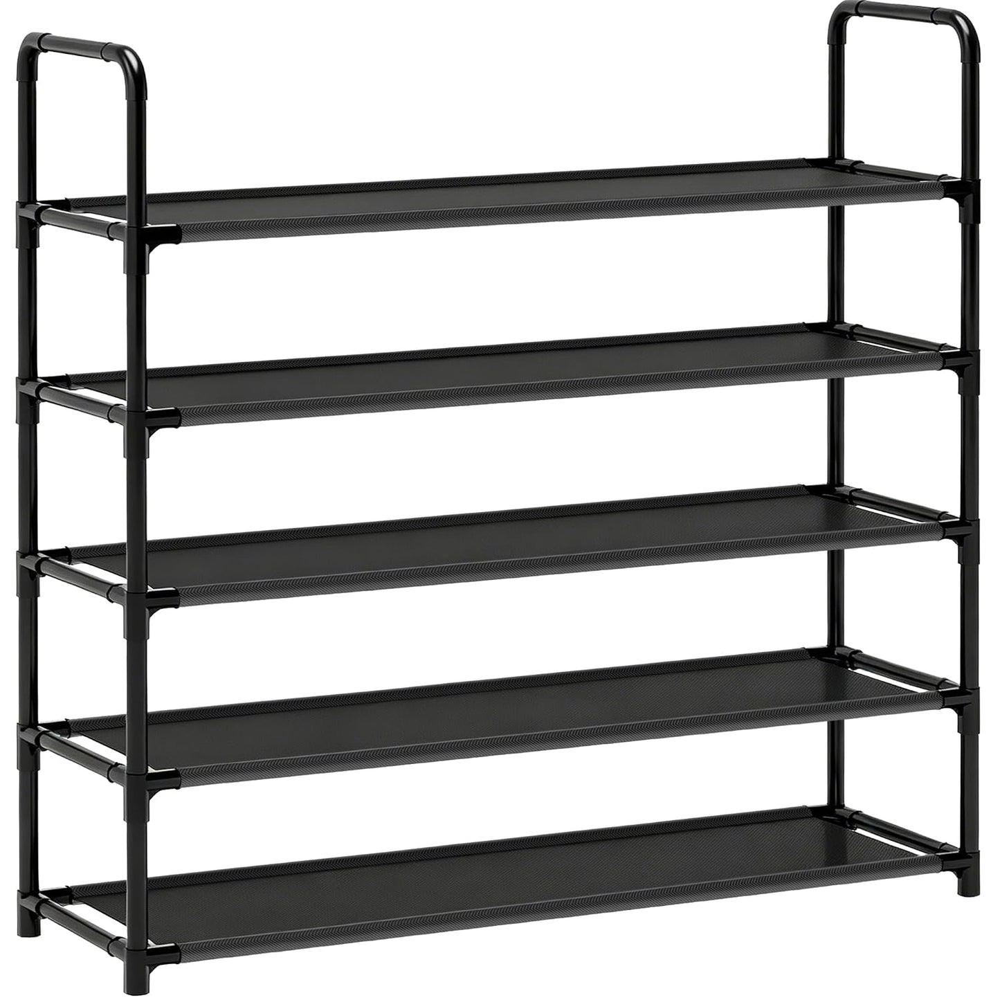 Large Capacity Shoe Rack, 5-Tier Shoe Organizer for Closet, Entryway, Hallway, Holds 20-25 Pairs, Sturdy & Durable Waterproof Fabric Shelf, Space-Saving,Black(35.8" Wide)