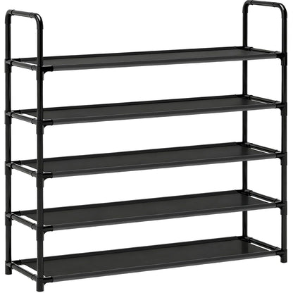 Large Capacity Shoe Rack, 5-Tier Shoe Organizer for Closet, Entryway, Hallway, Holds 20-25 Pairs, Sturdy & Durable Waterproof Fabric Shelf, Space-Saving,Black(35.8" Wide)