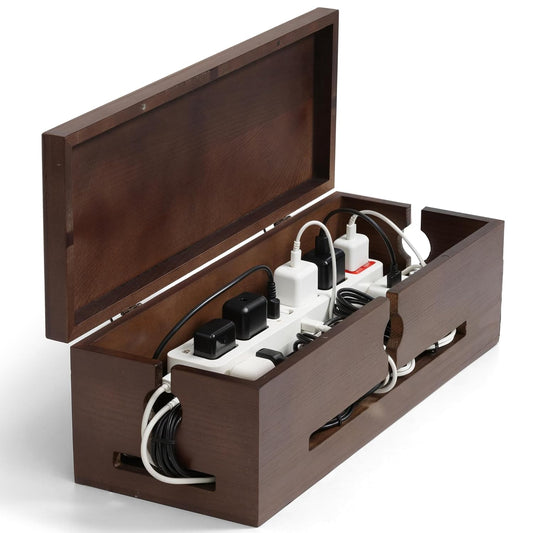 Wooden Cable Management Box – Modern Wire Organize... (dark Browm)
