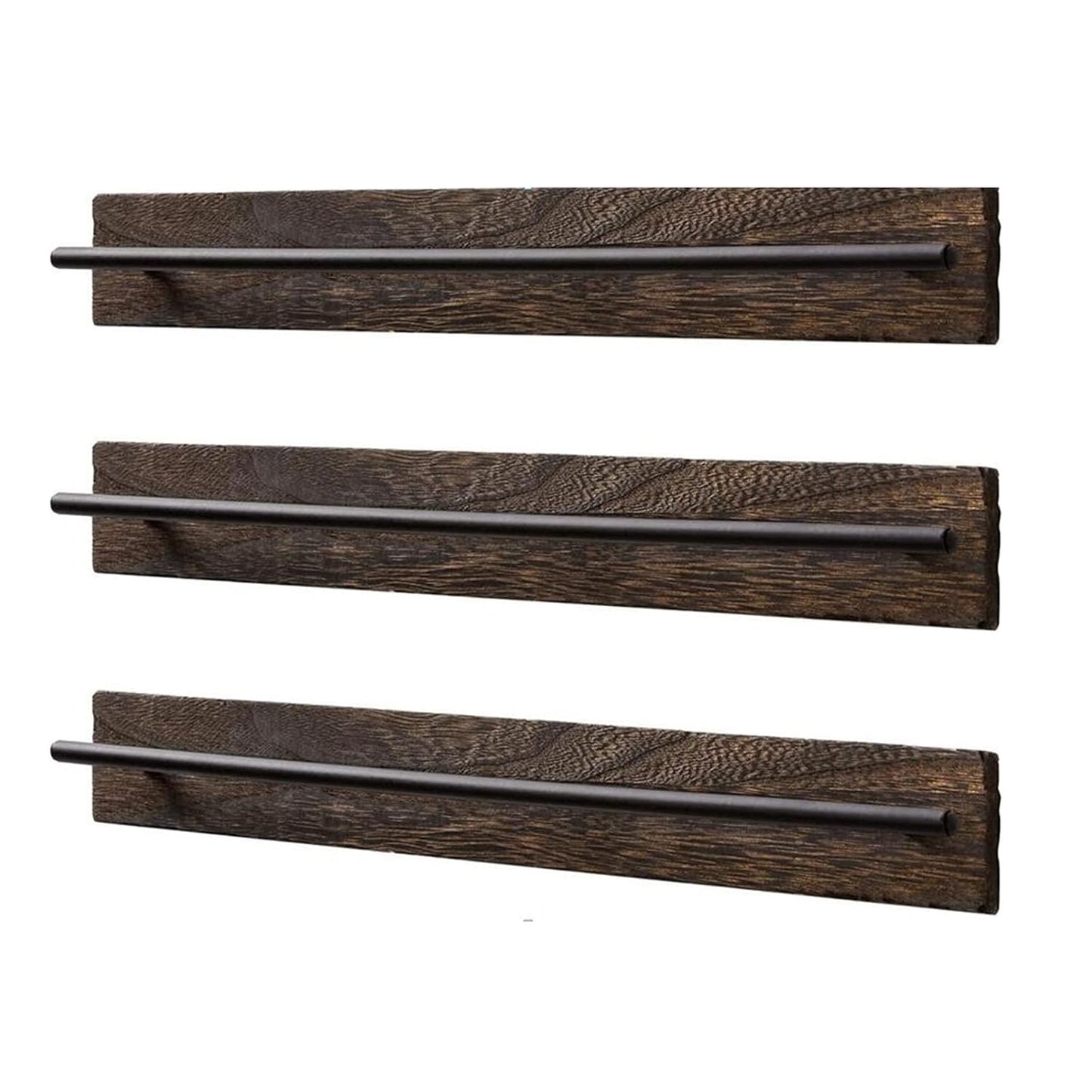 TANG SONG 3 PCS Rustic Wall Mounted Wood Sunglasses Storage Organizer Eyeglasses Holder Eyewear Display Rack for Office Desk Home Decor Gifts (Dark Brown)