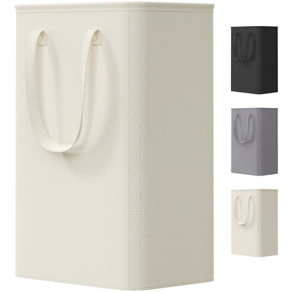Lifewit Slim Laundry Hamper, Narrow Small Laundry Basket with Handle for Dirty Clothes, Collapsible Tall Thin Laundry Bin for Bathroom Bedroom Dorm College, 50L, White