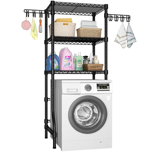 U8 Mini Laundry Room Storage Organizer, Over the Washer and Dryer Storage Shelves for Laundry Organization, 29.5”W x 17.3”D x 76.2”H, Suit Washing Machine Width within 27.1”, Hold 304 lb, Black
