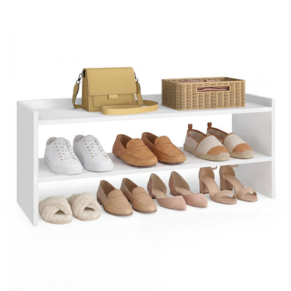 VASAGLE Shoe Rack for Closet, Stackable Organizer Shelf | Stackable Shoe Organizer Shelf for Entryway, 2 Tiers, 11.7 x 32.3 x 14.2 Inches, White, CUSTOS Collection, ULBS060WZ01S