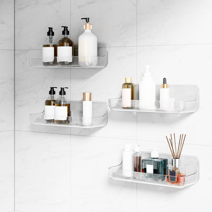 Adhesive Bathroom Shelves, 4 Pack Acryilc No Drill Stick on Shelf