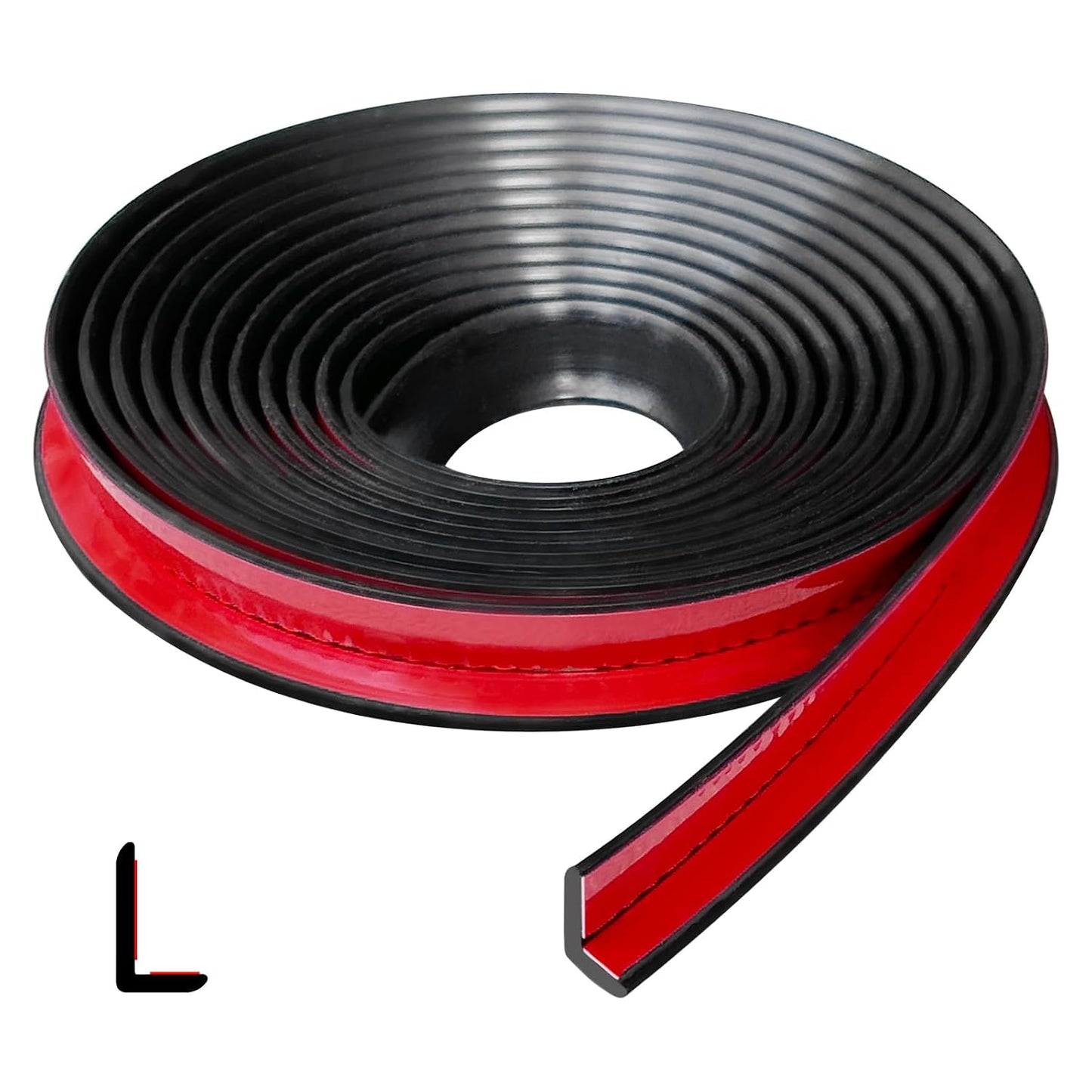Flexible L-Shaped Rubber Edge Trim - 90 Degree Tile Corner Peel & Stick Edging Trim - Black, 20Ft, EPDM Material