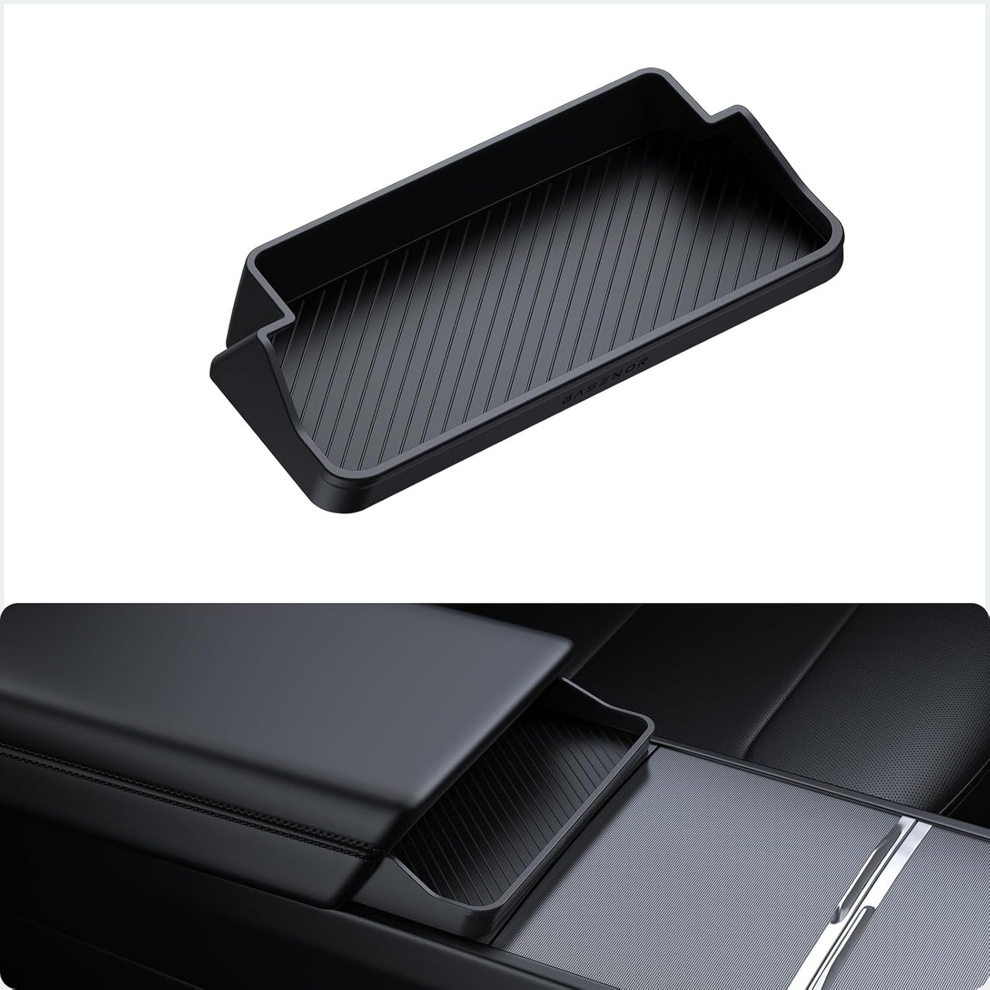 BASENOR 2026 Tesla Model Y Model 3 Center Console Sunglasses Holder, Armrest Key Holder Storage Box for 2025 2026 Model Y Juniper 2024 2025 2026 Tesla 3 Highland