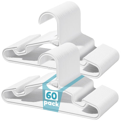 Vtopmart 60 Pack Kids Hangers, 11 inch Baby Clothes Hangers for Closet, StackFit Interlocking Toddler Hanger for Pants, Dress, Skirt, Space-Saving Children Hangers with Non-Slip Shoulder Grooves