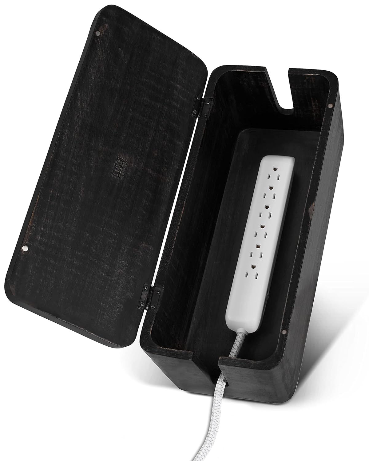 Large Cable Management Box - Cable Organizer Box and Power Strip Box for Electrical Cord Management - Hide Desk Cord and Floor Cables - Wire Storage and Organization for Cords | Mango Wood, Cable Organizer, Rustic Style, Modern Design, Desktop Storage