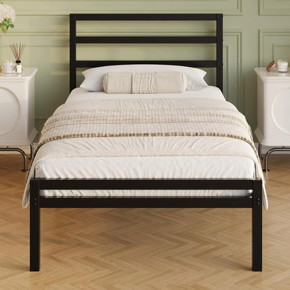 Lutown-Teen 12 Inch Twin Bed Frame with Headboard and Footboard | Metal Platform Bed Frame, Classic Style, Under Bed Storage, No Box Spring Needed, Easy Assembly, Noise Free, Black