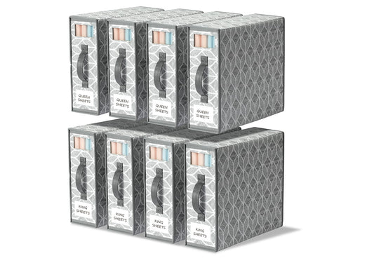 Yecaye Sheet Organizers and Storage, Linen Closet Organizer, 8 Pack, Grey | Foldable Fabric Organizers with Clear Window, Labels and Handles for Queen & King Sheet Sets, Duvet Covers and Pillowcases