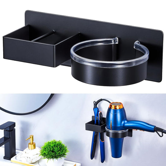 Hair Straightener Holder Wall, Blow Dryer Holder W... (Black | Stainless Steel)