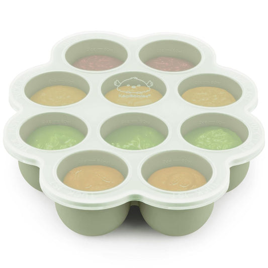 KeaBabies Silicone Food Freezer Trays with Lid, 2oz x 10 Pods (Sage)