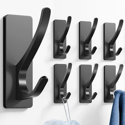 pickpiff Matt Black Self-Adhesive Hook, 13LB Hanger for Coat/Towel, 6-Pack