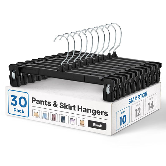 Smartor Black Pants Hangers 30 Pack, Plastic Hange... (30 Count | 30 Pack | Plastic)