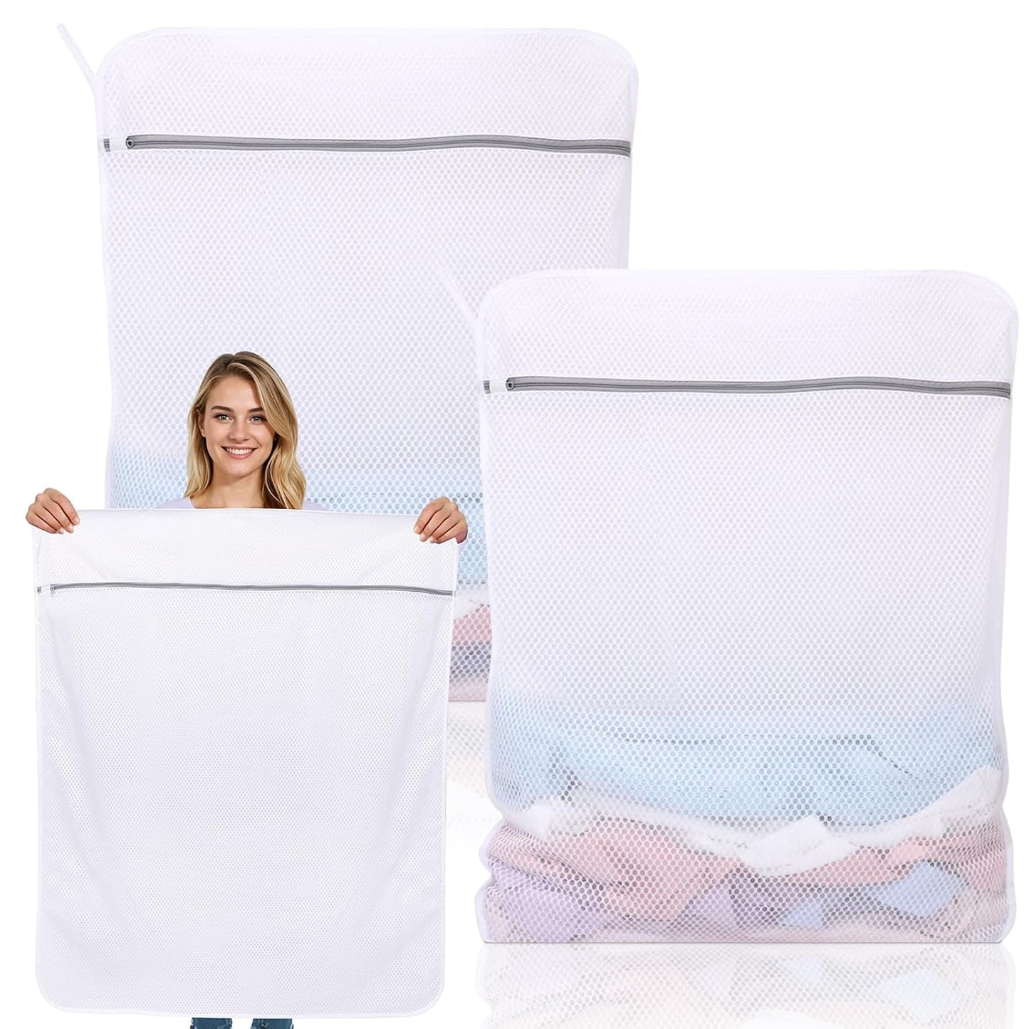 2 Pack XXX-Large Mesh Laundry Bags for Delicates, 35 x 43 Inches | 120gsm Honeycomb Mesh, Protect Delicates, Sturdy Zipper, Reusable, Washer & Dryer Safe, For College, Dorm, Home and Travel