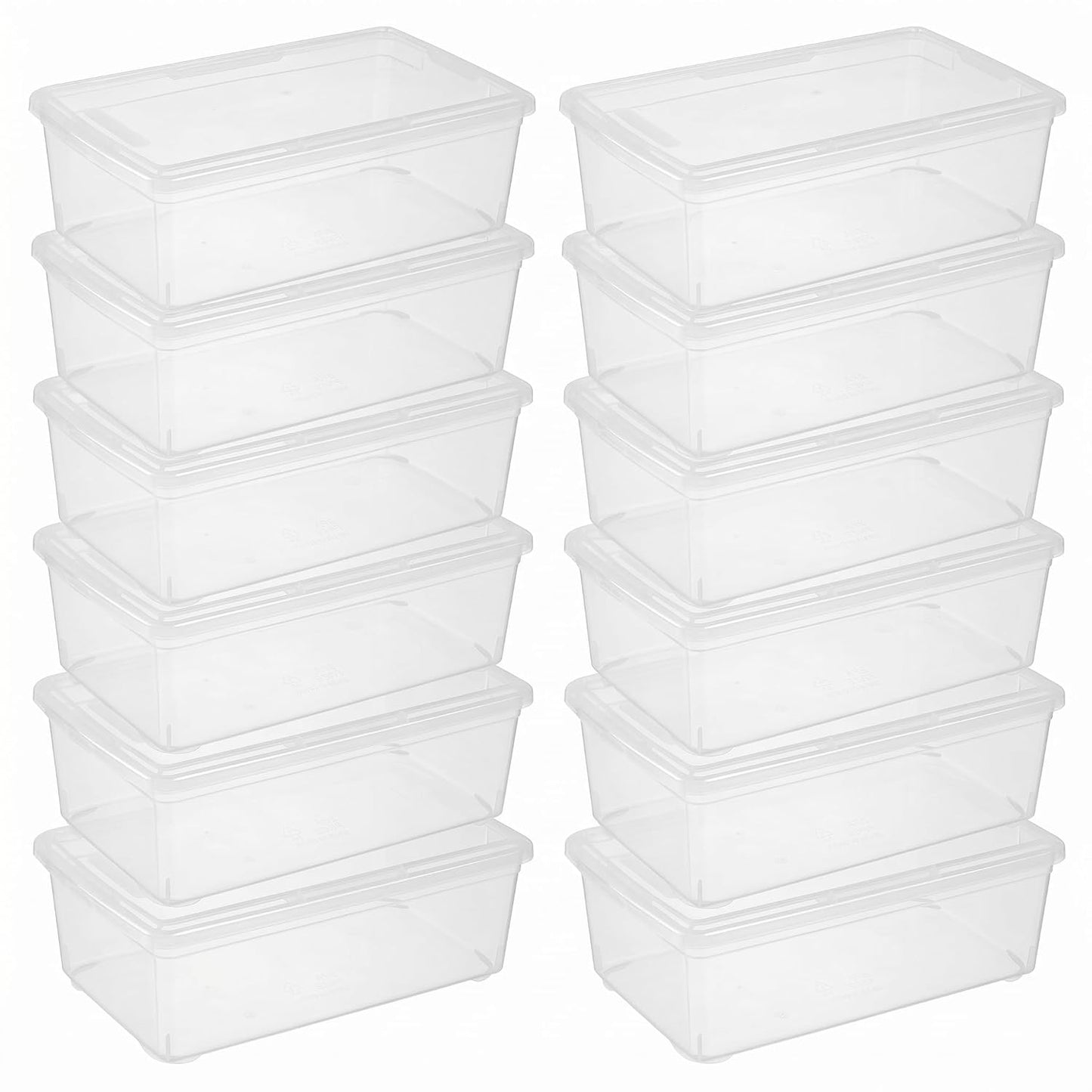 novelinks 12 Pack 6QT Plastic Storage Bins with Lids, Shoe Bins | Shoe Boxes Clear Plastic Stackable, Shoe Containers, Clear Shoe Storage Boxes, Craft Organizers and Storage