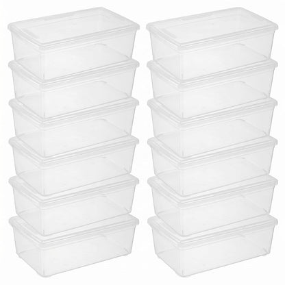novelinks 12 Pack 6QT Plastic Storage Bins with Lids, Shoe Bins | Shoe Boxes Clear Plastic Stackable, Shoe Containers, Clear Shoe Storage Boxes, Craft Organizers and Storage