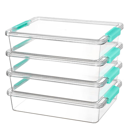 Vtopmart 4 Pack 6 Qt Plastic Storage Bins with Lids, Clear Sensory Bins | Stackable Containers for Organizing School & Office Supplies, Arts & Crafts Organizers and Storage for Home, Craft Room