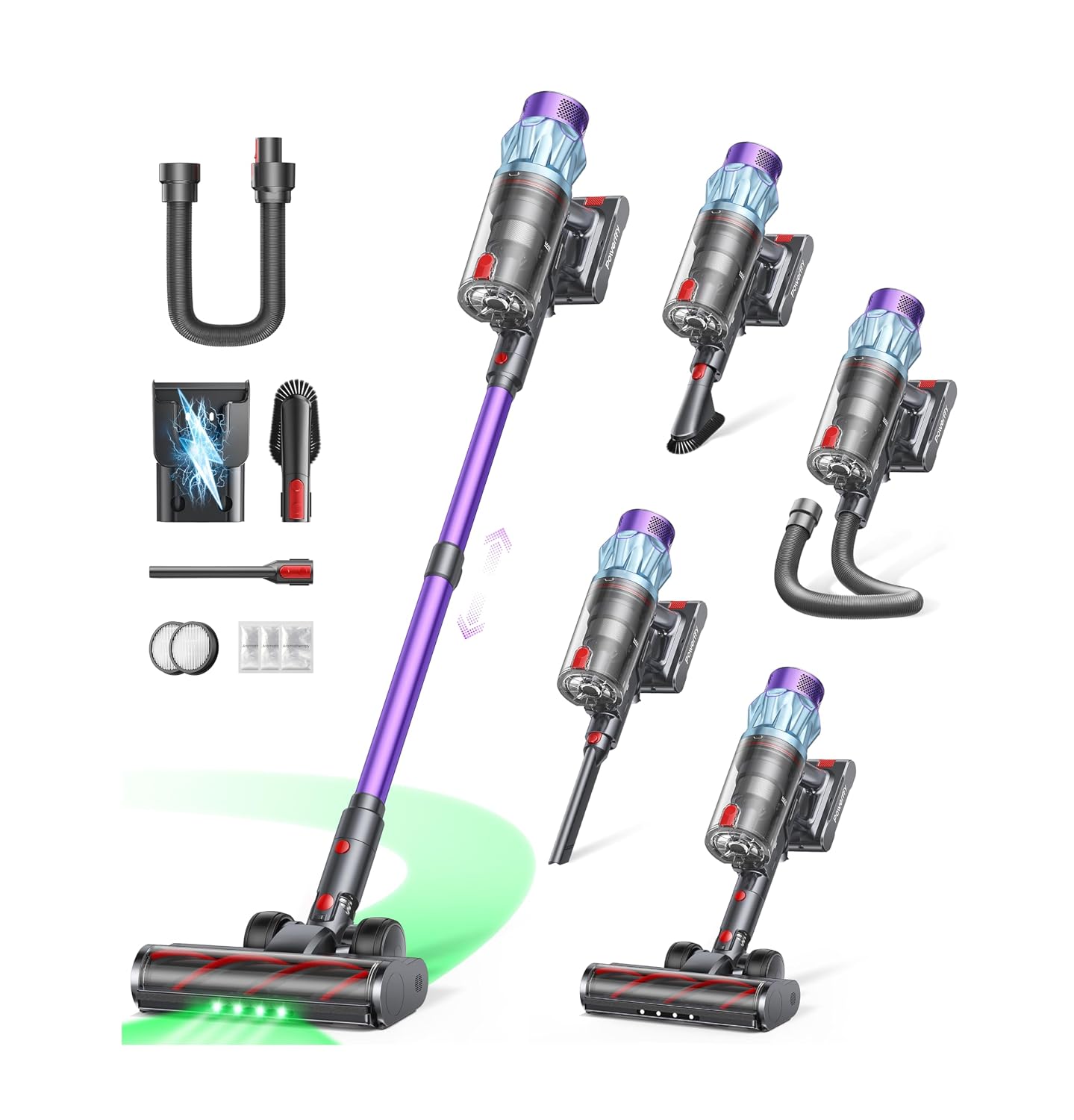Cordless Vacuum Cleaner 70min/650W/55KPA, Self-Standing Vacuum Cleaners for Home with 3.3Ft Hose & Auto Mode, Wall Mount Charging, Stick Vacuums with Fragrance, Dust-Scraper for Hardwood Floor/Car/Pet