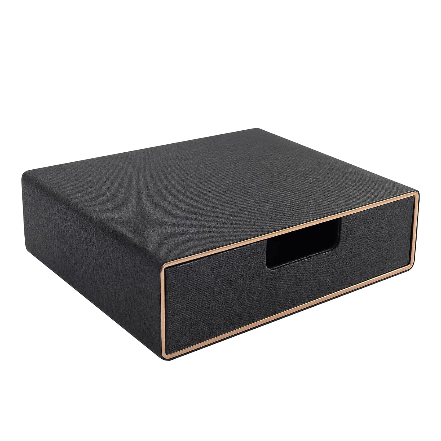 Stackable Organizer Drawer PU Leather Classic Handmade,Organize Home Office Desk Accessories and Sort Letter-Size Paper/a4 Document,Desk Caddy with Drawers Storage Box,13.1x10x3.7inches,Black