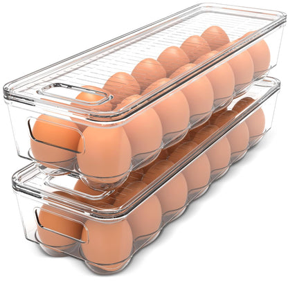 Utopia Home Egg Holder for Fridge, Stackable Egg Container, 2 Pack, Clear