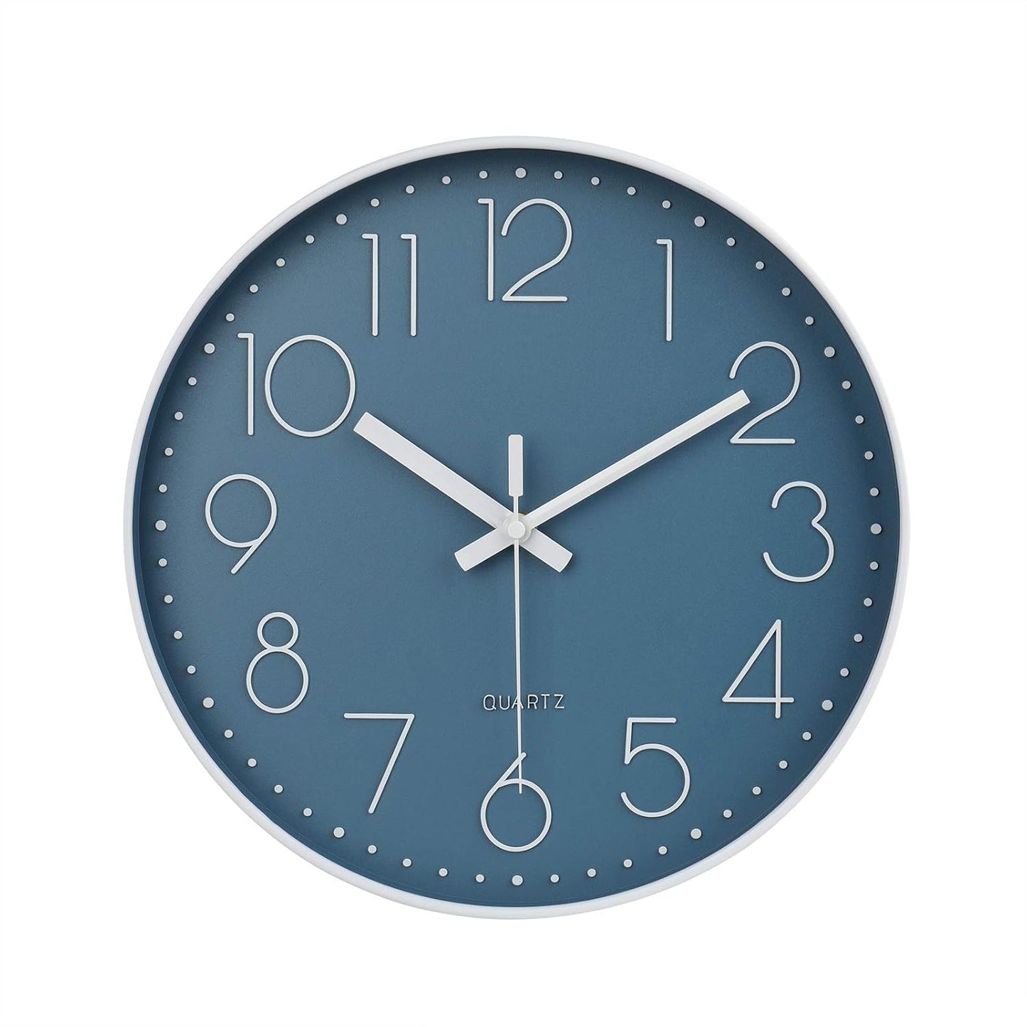 12 Inch Silent Non-Ticking Battery Operated Quality Quartz Round Wall Clock Modern Decor Clock for Home Office Bedroom Bathroom(Cerulean/Blue Color)