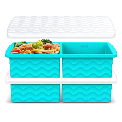 Aopigavi Silicone Freezer Tray with Lid – 2-Cup Soup Freezer Container Molds, Large Ice Cube Trays for Freezing Soup, Sauce & Broth, Meal Prep & Food Storage – Oven & Dishwasher Safe, 2-Pack