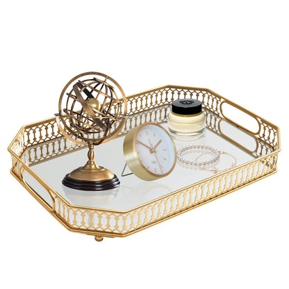 Vintage Gold Mirrored Vanity Mirror Tray Decorativ... (Gold)